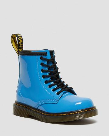 Botas con Cordones Dr Martens Toddler 1460 Charol Cuero Niños Azules | MX 124LIS